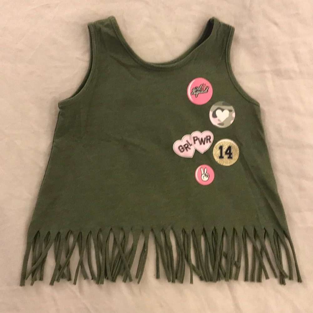 Army Green Fringe tank top